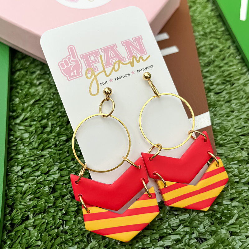 Our GameDay Tam Clay Co Red + Gold Collection features five collectable styles.  It's the perfect way to add team color and a fun pop of print to your Game Day style.