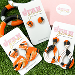 Get ready for the BIG GAME in our Brand New Tam Clay Co Orange/Black/White Marble Collection!  It's the perfect way to add a pop of color to your game day attire.  Be the talk of the stands when you arrive wearing these stunning, one-of-a-kind pieces of Glam ear art , your jewelry box will love you for it!