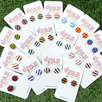 Our polymer clay handmade GameDay Tam Clay Co Hexagon Striped Stud earrings are the perfect pop of color for game time and a fun substitute for your everyday earrings!