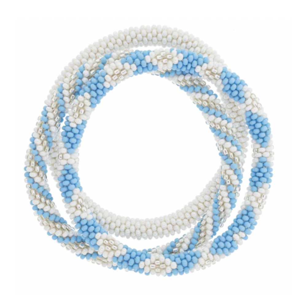 Blue and White Preppy Bead Spinner Bracelet 