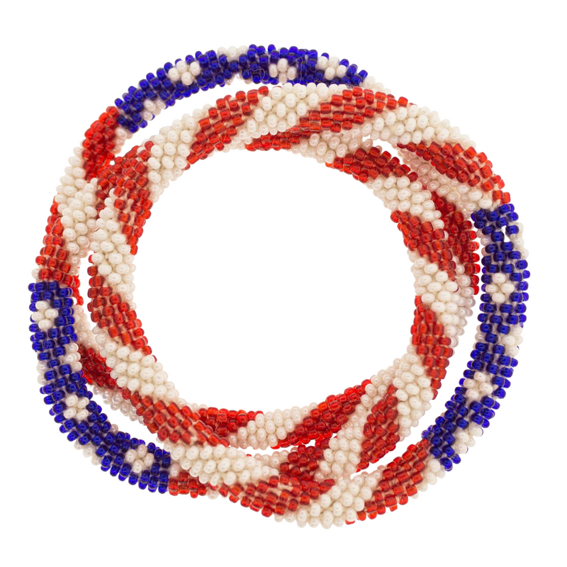 What better way to show off your love for America than sporting our festive Stars and Stripes?  This red, white and blue combo is a perfect addition to add to your favorite team stack!