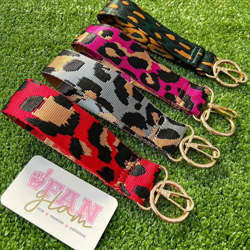 LEOPARD CANVAS WRISTLET KEYCHAIN MULTI COLORS