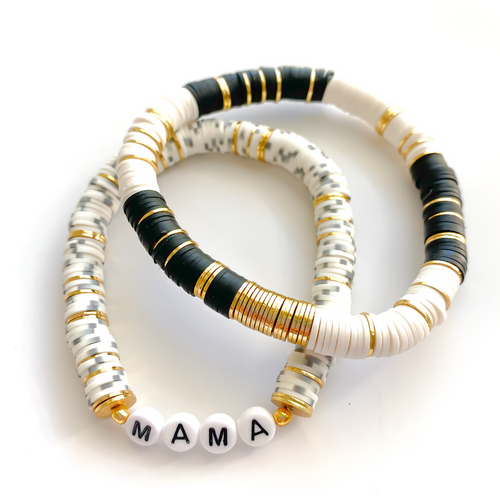 Phone number bracelet - Black numbers on white beads – Poppy Lane