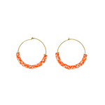 Our super cool, retro digital print hoop earrings, are brightly colored with a flair of old school vibe.  Add a fun pop of color and a Digi patterned design to your GameDay look.