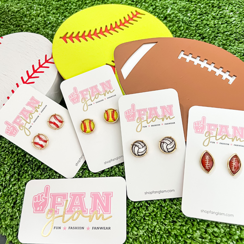Frehsky earrings for women Women's Sports Fans Baseball Leather