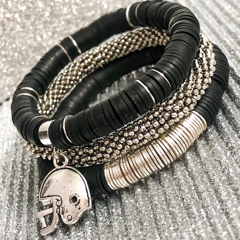 Atlanta Falcons football beaded stretch charm bracelet – Mandy Moon Jewelry
