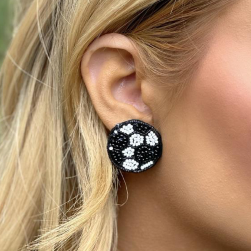 Half Dome Beaded Ball Earrings (Black) – Trizia Jewelry