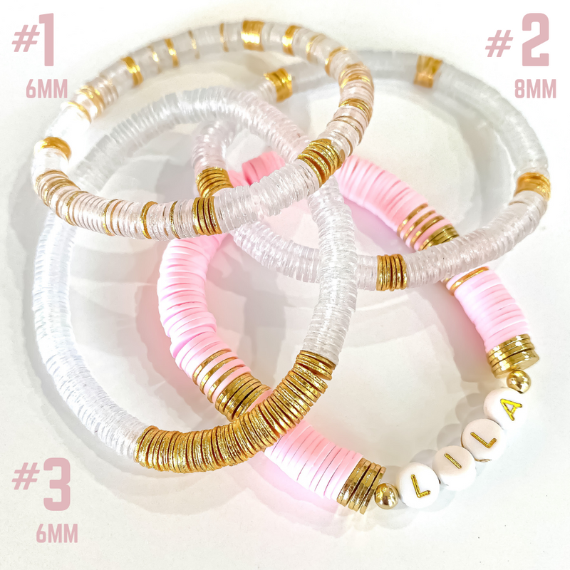 We are in LOVE!!  Introducing our NEW Clear + Gold 6mm Stacks!  The freshest twist on your GameDay stack.  Mix and match with any team color combo, its the perfect add on that goes with everything!   $24 For 1, or Stack Up and Save!  $44 For Two and $64 for Three!