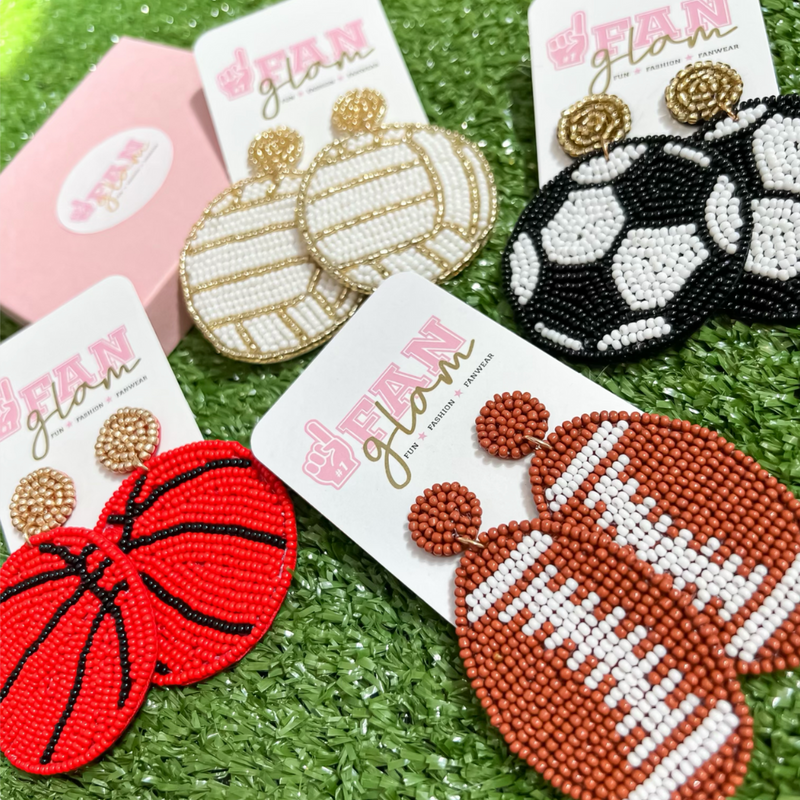 Show your love for the game when accessorizing your GameDay look with these uniquely beaded Basketball stud dangle earrings!   The perfect accessory to coordinate with your off-the-court ensemble.  