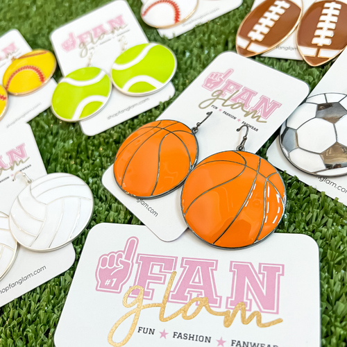 HANXIULIN Football Basketball Volleyball Double Sided Printing Leather  Earrings Women's Sports Earrings 
