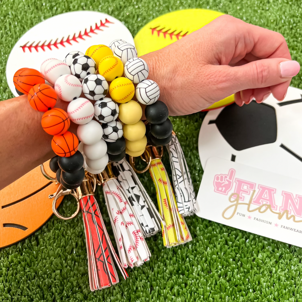 New Design Popular Sports Softball Wristlet Bracelet Custom Colorful  Silicone Sports Beads Bangles Keyring Fashion Charm Jewelry - AliExpress