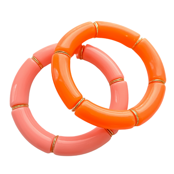 SQUAD STACKS BRACELET ORANGE WITH GOLD DISCS