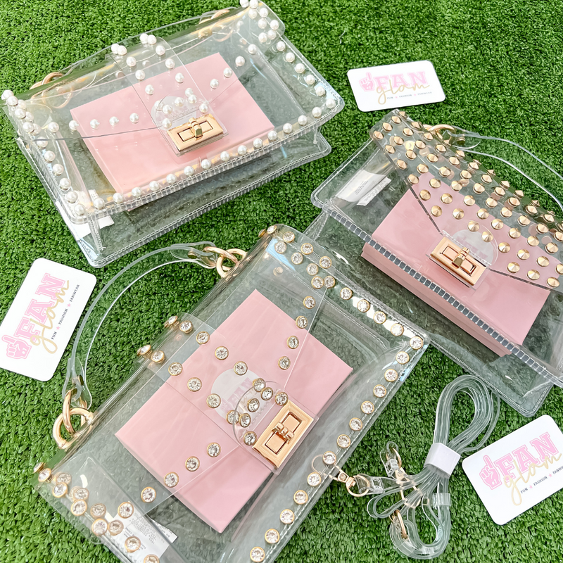 Fashion Clear Pink Purse With Chain Strap