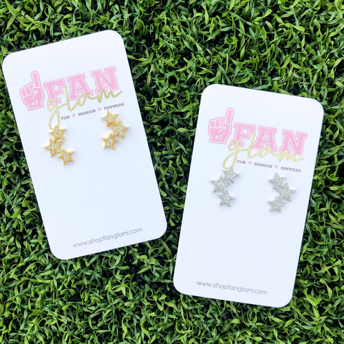 A Star is Born... Be the star of the game when sporting our Star Cluster Ear Climber Stud earrings.  Designed to integrate and compliment all your game day looks.
