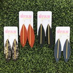 Add a little boho flair to your GameDay style when sporting Fan Glam's fabulous leather feather stunners, featuring a golden brass bar.