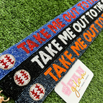 Take Us Out To The Ball Game In Style, With Our New Custom Beaded Game Day Bag Straps!  Custom create your very own ball park glam to help cheer on all of your favorite teams!  Available in any color for any team!  The perfect addition to your Game Day assemble, let us help you custom create your very own one-of-a-kind Bag Glam!