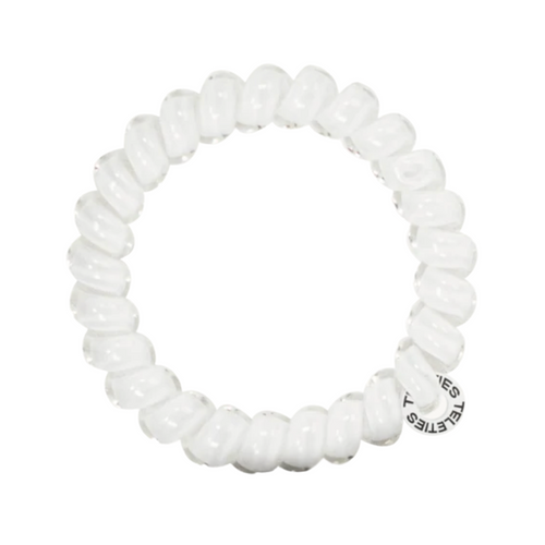 TELETIES - COCONUT WHITE  Hold your hair and enhance your style with TELETIES. The strong grip, no rip hair tie that doubles as a bracelet. Strong, pretty and stylish, TELETIES are designed to withstand everyday demands while taking your look to the next level.