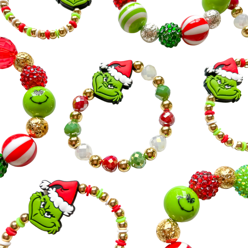 Feelin' a little Grinchy this year?!   Well, good... You will also be ON TREND!    Our new Mean One Holiday Bracelet Stacks will add a little holiday cheer to all your festivities this year. 